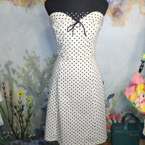 Vintage 1950s Style Polka Dot Strapless Dress W/ Sweetheart Neckline